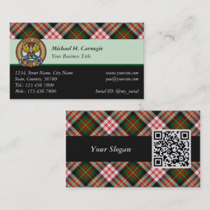 Cartão De Visita Clan Carnegie Crest sobre o Vestido Tartan