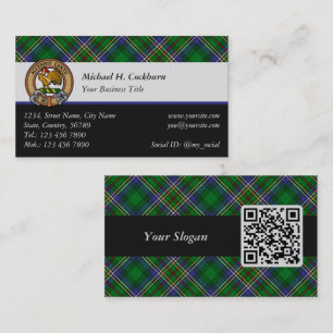 Cartão De Visita Clan Cockburn Crest sobre Tartan