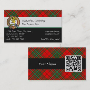 Cartão De Visita Clan Cumming Crest sobre Tartan