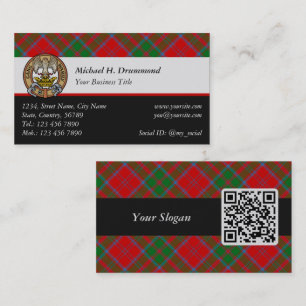 Cartão De Visita Clan Drummond Crest sobre Tartan