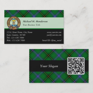 Cartão De Visita Clan Henderson Crest sobre Tartan
