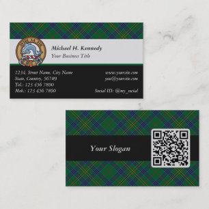 Cartão De Visita Clan Kennedy Crest sobre Tartan