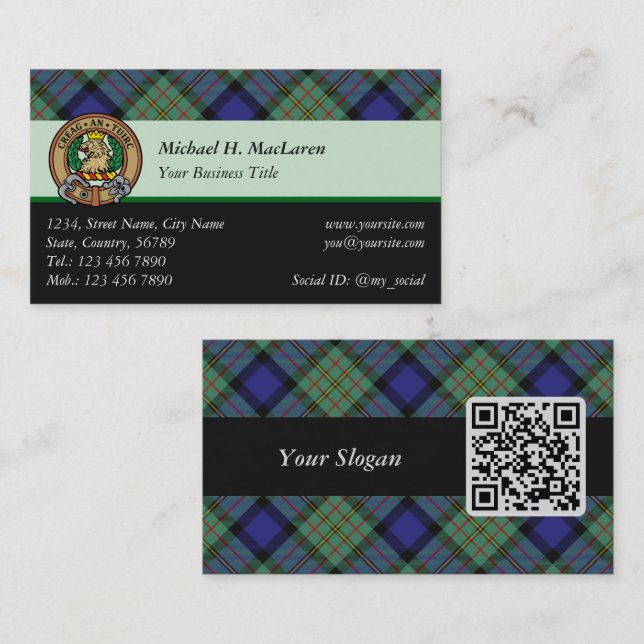 Cartão De Visita Clan MacLaren Tartan (Frente/Verso)