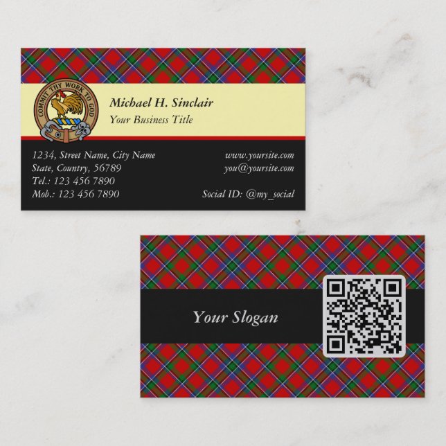 Cartão De Visita Clan Sinclair Tartan (Frente/Verso)