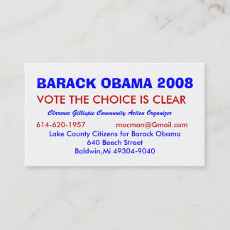 Cartão De Visita Clarence Gillispie, a comunidade Acti… -