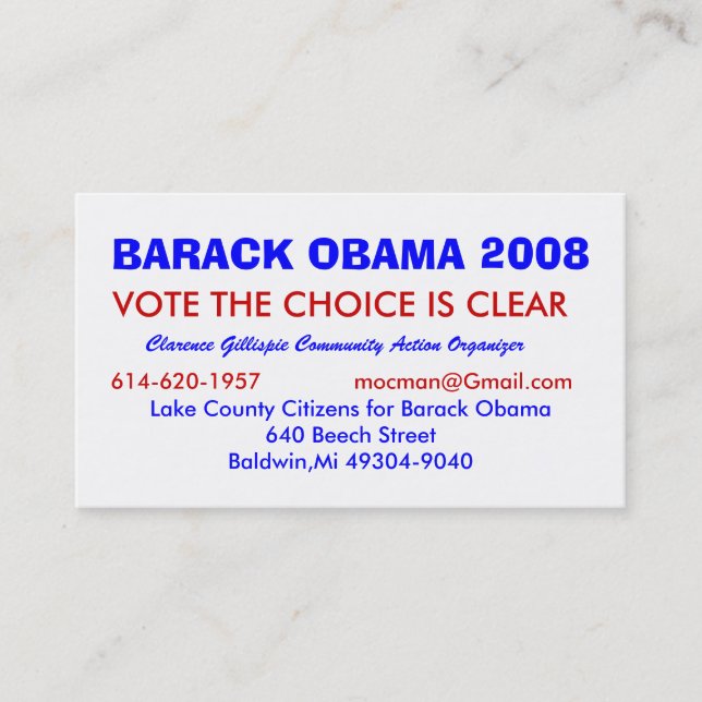 Cartão De Visita Clarence Gillispie, a comunidade Acti… - (Frente)