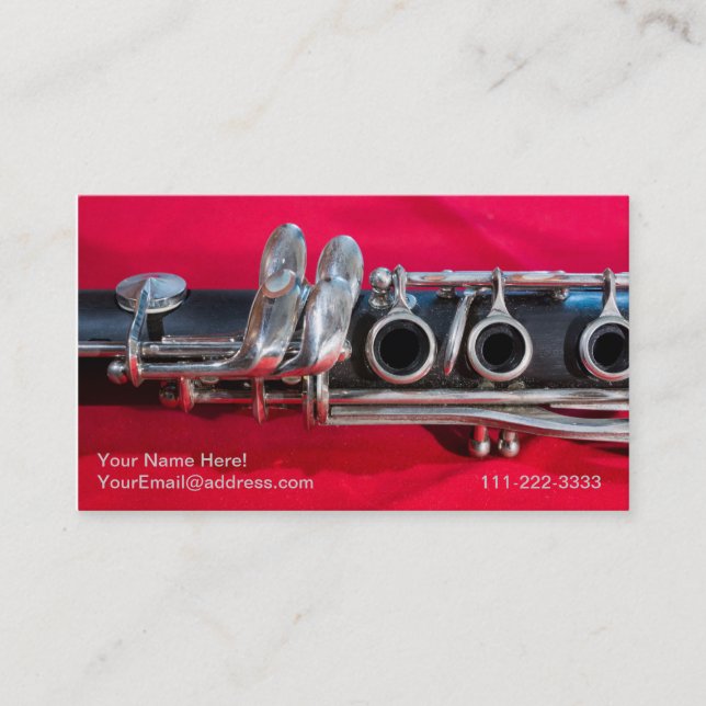 Cartão De Visita Clarinet em Vermelho (Frente)