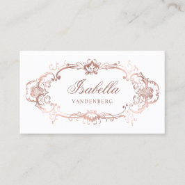 Cartão De Visita Classe Decorativa Vintage Chique Dourado Rosa