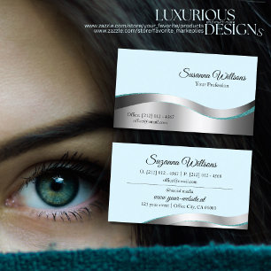 Cartão De Visita Classe e Na moda de decoração de prata ondulada de