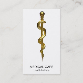 Cartão De Visita Classe Médica de Asclepius Dourada em Branco