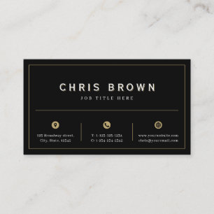 Cartão De Visita Classe simples, preto e ouro, profissional persona