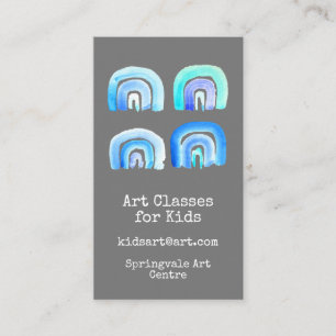 Cartão De Visita Classes de arte para crianças arco-íris azul