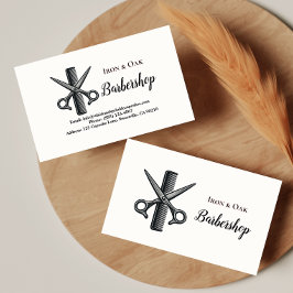 Cartão De Visita Classic Barbershop Tools Vintage Style