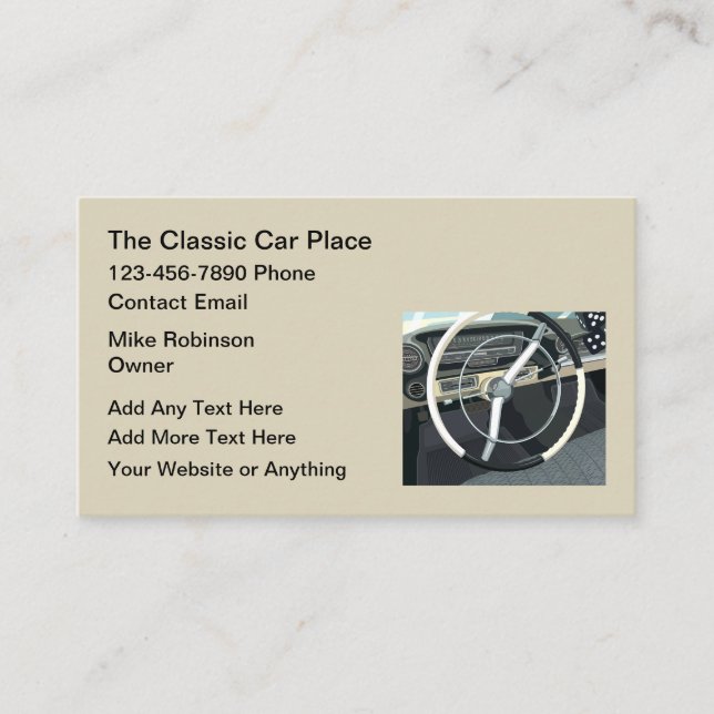 Cartão De Visita Classic Car Theme Automotive Business Cards (Frente)