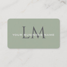 Cartão De Visita Classic Sage Green Monogram Branding