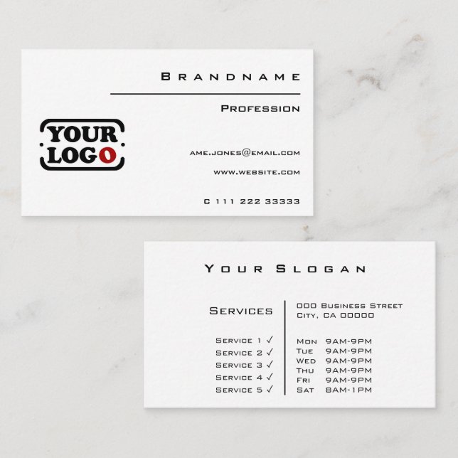 Cartão De Visita Classic White Custom Logo Modelo Professional (Frente/Verso)