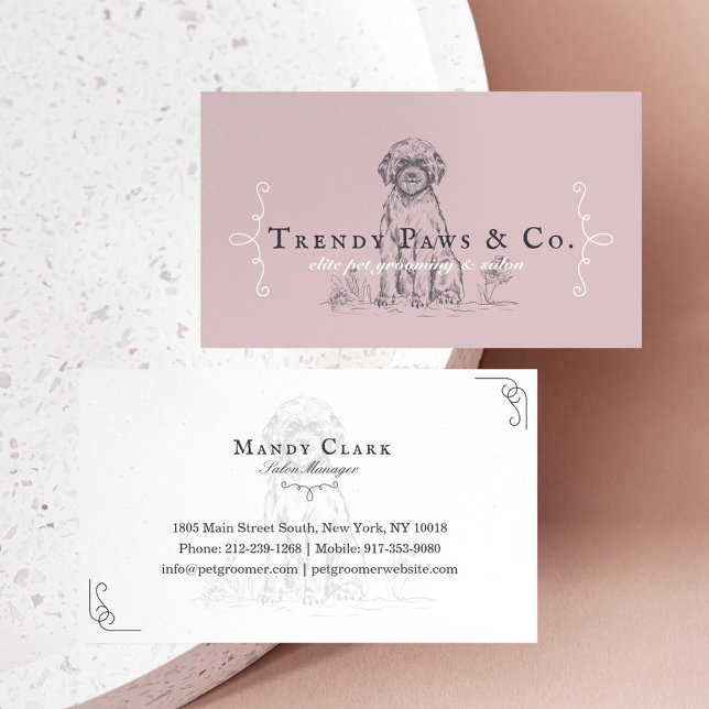 Cartão De Visita Clássica Boutique Pet Salon Cão de Água Português (Criador carregado)