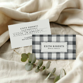 Cartão De Visita Clássica Búfalo Xadrez Negra Moderna