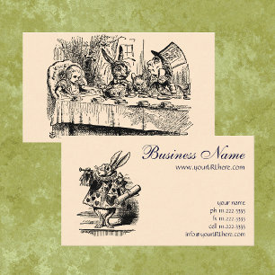 Cartão De Visita Clássica Cena do Chá de Alice no País das Maravilh
