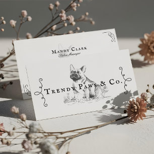 Cartão De Visita Clássica Estilo Boutique Pet Salon BullDog Francês