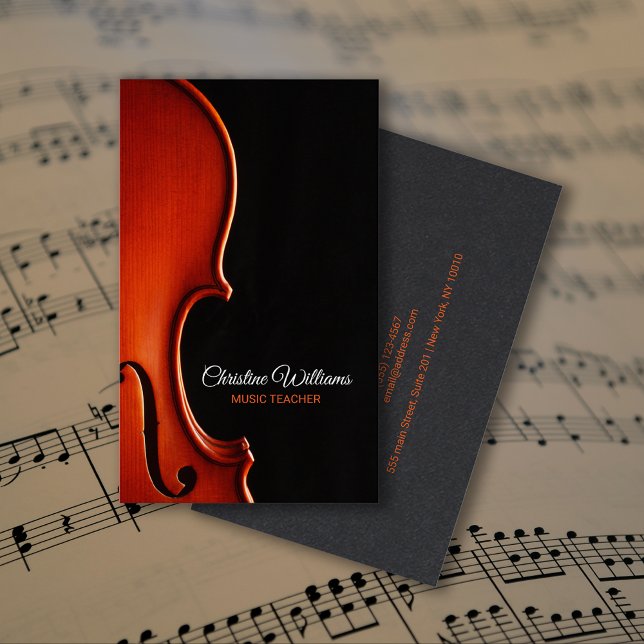 Cartão De Visita Classical String Music Teacher Professional (Classical String Music Teacher Professional Business Card)