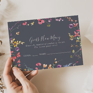 Cartão De Visita Clássico Azul Selvagem Floral Adivinha Quantas Car