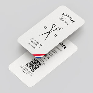 Cartão De Visita Clássico Barbershop Barber Vermelho Branco Azul Mo