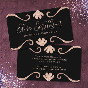 Cartão De Visita Clássico e Elegante Luxo Feminino Rosa e Negro