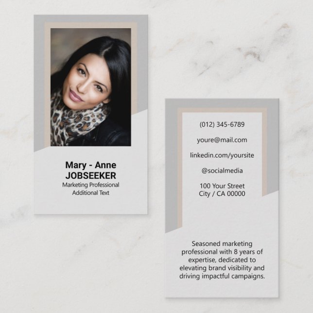 Cartão De Visita Clássico Elegante de Busca de Trabalho Clássico Mi (Frente/Verso)