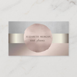 Cartão De Visita Clássico Elegante Moderno,Prata,Rosa Dourado