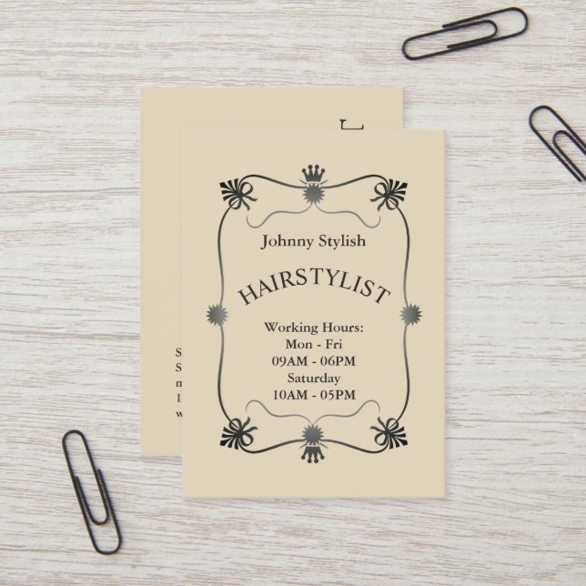 Cartão De Visita Clássico elegante quadro na moda de luxo clássico (Frente/Verso In Situ)