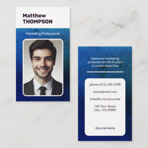 Cartão De Visita Clássico em Busca de Emprego Oceano Escuro Minimal