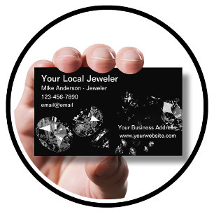 Cartão De Visita Clássico Glitzy Jeweler Diamantes Tema