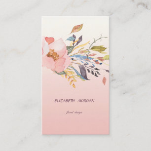 Cartão De Visita Clássico Moderno de Aquarela Floral
