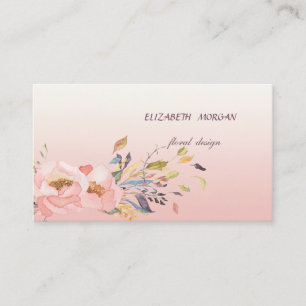 Cartão De Visita Clássico Moderno Romântico Floral Aquarela