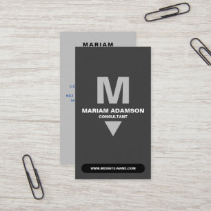 Cartão De Visita Clássico (Monogram QR) Prata e Preto Matte