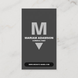 Cartão De Visita Clássico (Monogram QR) Prata e Preto Matte