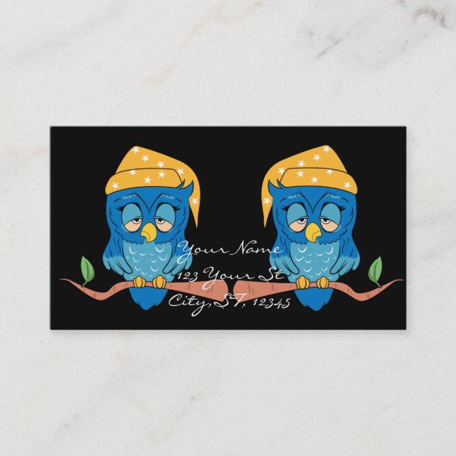 Cartão De Visita Clássico sonolento de Thunder_Cove da coruja (Frente)