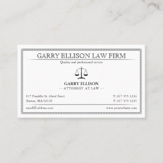 Cartão De Visita Classy Attorney at Law | Lawyer