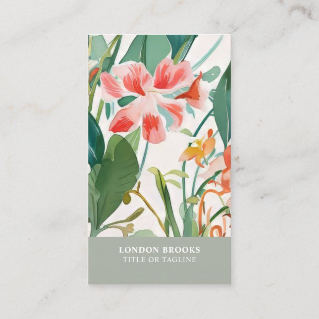 Cartão De Visita Classy Blooming Floral | Mídia social (Verso)