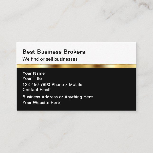 Cartão De Visita Classy Business Broker Marketing Business Cards (Frente)
