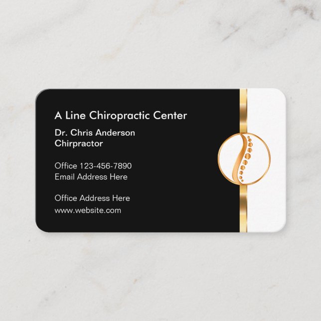 Cartão De Visita Classy Chiropractor Office Spine Center (Frente)
