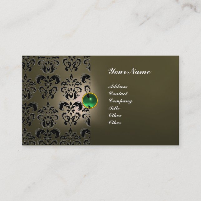 CARTÃO DE VISITA CLASSY DAMASK GEM MONOGRAM (Frente)