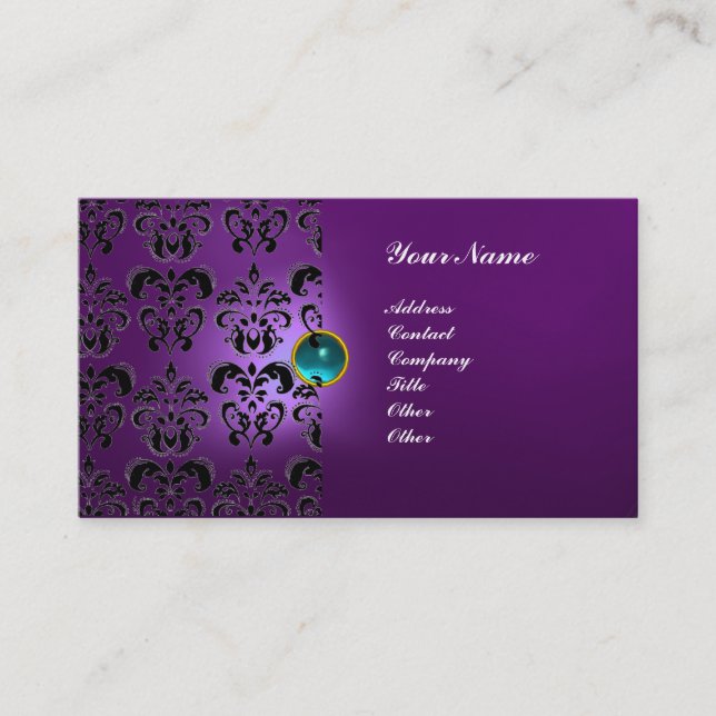 CARTÃO DE VISITA CLASSY DAMASK GEM MONOGRAM (Frente)