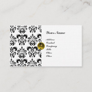Cartão De Visita CLÁSSY DAMASK MONOGRAM Púrpura de linho branco