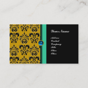 Cartão De Visita CLASSY DAMASK MONOGRAM , safira negra