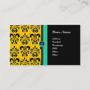 Cartão De Visita CLASSY DAMASK MONOGRAM , safira negra