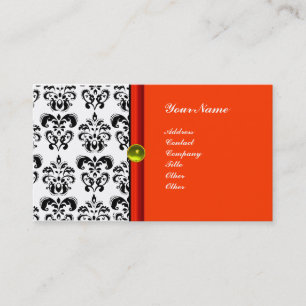 Cartão De Visita CLASSY DAMASK MONOGRAM, topaz púrpura amarela
