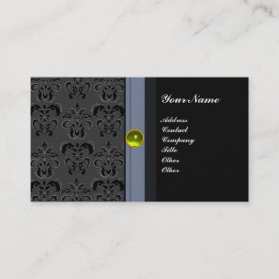 Cartão De Visita CLASSY DAMASK MONOGRAM topázio preto amarelo