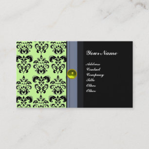 Cartão De Visita CLASSY DAMASK MONOGRAM topázio preto amarelo
